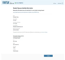 Student spouse identity and contact information