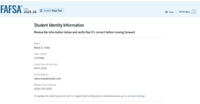 FAFSA guide student identity and contact information