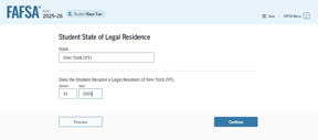 FAFSA guide student state of residence