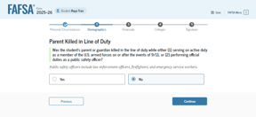 FAFSA guide parent line of duty