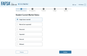FAFSA  guide student current marital status