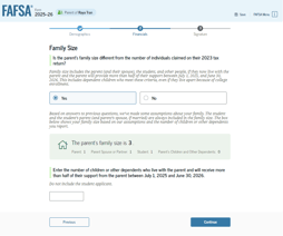 FAFSA guide family size