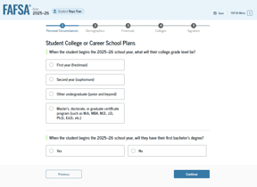FAFSA guide student college or career school plans