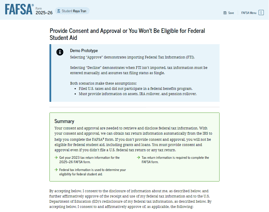 FAFSA Guide providing consent to transfer federal tax information from the IRS