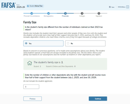 FAFSA guide family size