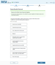 FAFSA guide federal benefits received