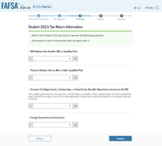 FAFSA student 2023 tax return info