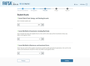 FAFSA guide student assets