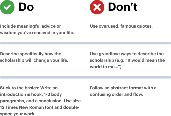Scholarship essay Do's and Don't
