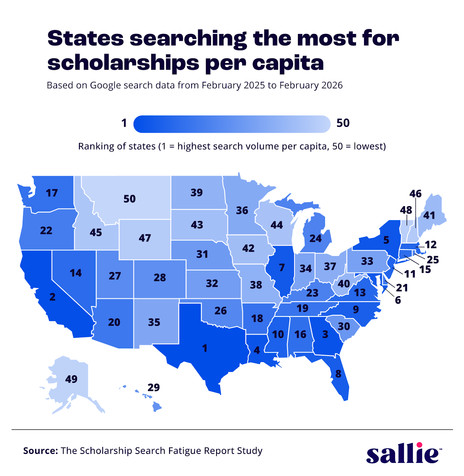 Where scholarship search interest is highest