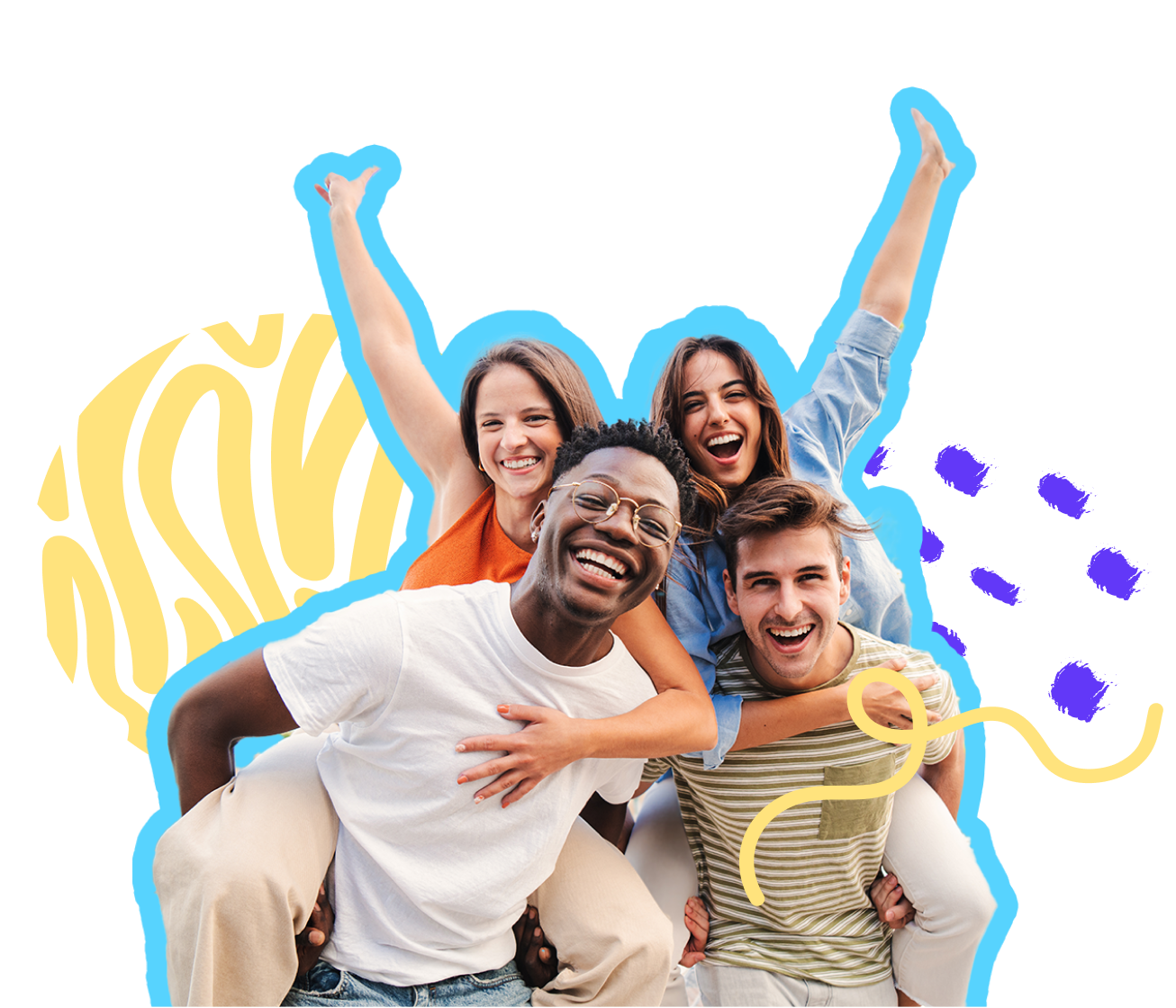 4 students smiling and laughing